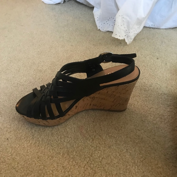 Franco Sarto Black Strappy Wedges - Picture 2 of 3